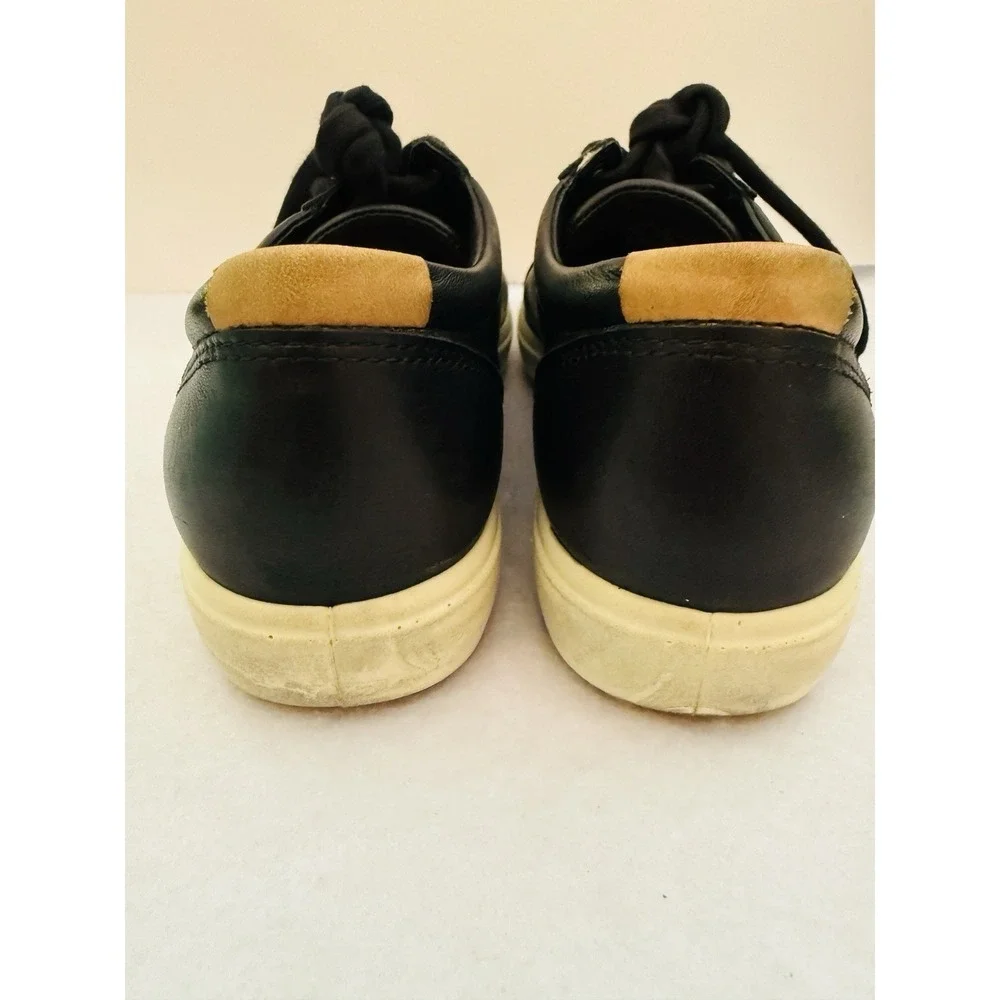 ECCO Black Leather Women's Soft 7 Comfort Casual Sneakers Round Toe EU 37 / US 6